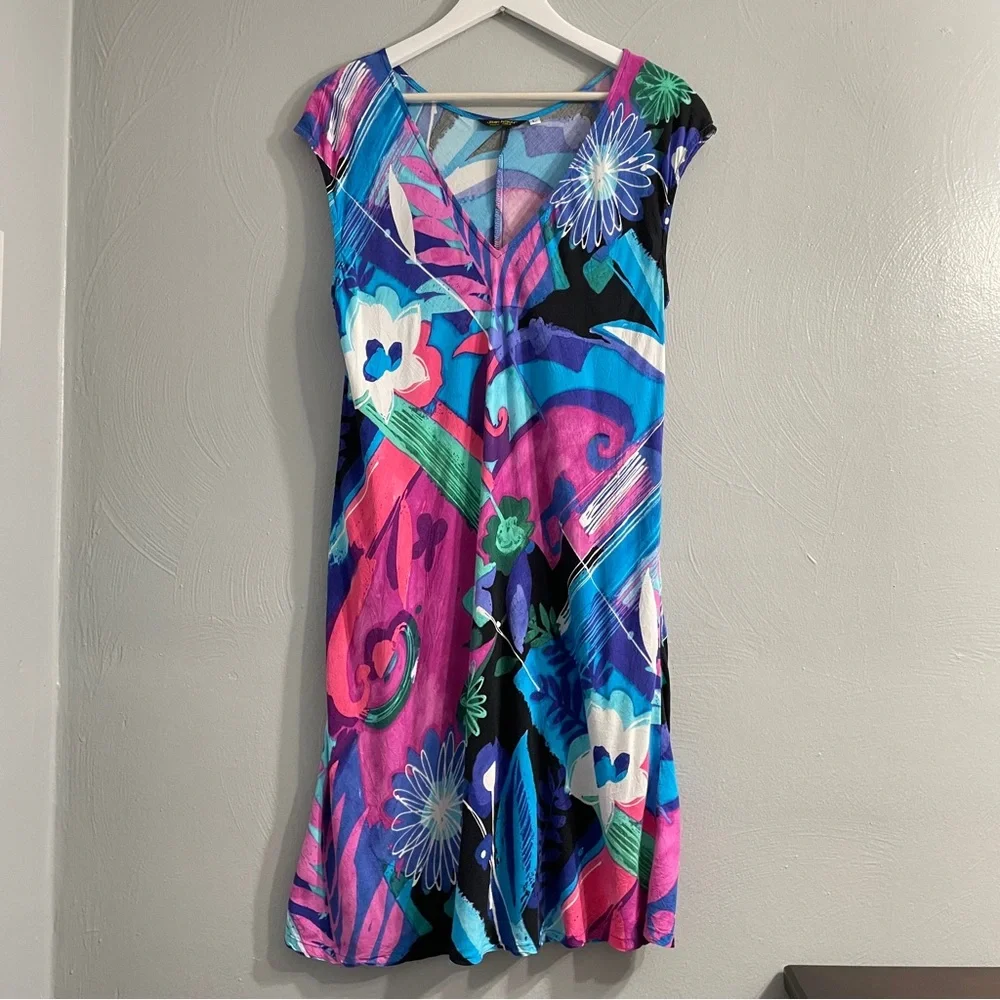Jams World Barry Bayberry Dress Size L colorful sleeveless floral print - Picture 2 of 11